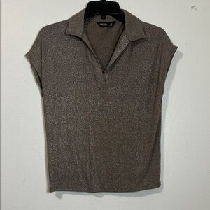Simply Vera Vera Wang Metallic Brown Polo Crop Top